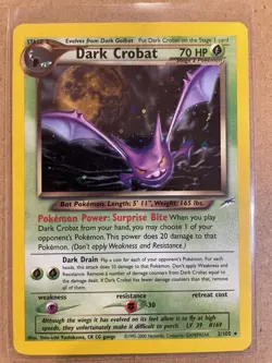 Pokemon Dark Crobat TCG Neo Destiny Holo Rare Card 2/105 - Image 1