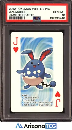 Pokemon 2012 Azumarill Jack Of Hearts Pokemon White 2 Playing Card PSA 10 - Image 1