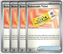 Redeemable Ticket 156/159 Uncommon Playset 4x Journey Together Pokemon TCG Mint - Image 1