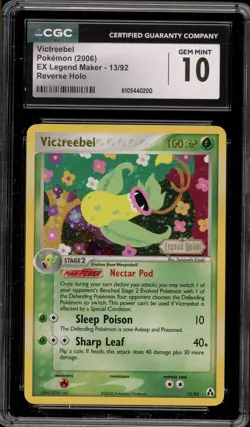 Pokemon Victreebel EX Legend Maker Reverse Holo Rare #13 CGC 10 Gem Mint - Image 1