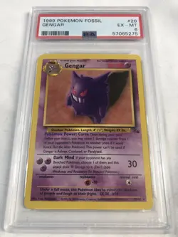 1999 POKEMON FOSSIL #20 GENGAR UNLIMITED EX-MT PSA 6 - Image 1