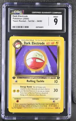 CGC MINT 9 Pokemon Dark Electrode 34/82 2000 Team Rocket 1st Edition - Image 1