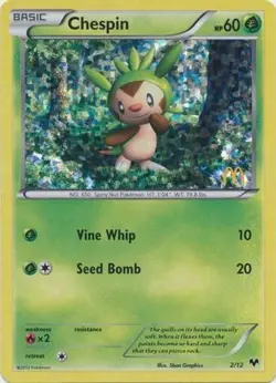Heavily Played, English Pokemon Holo Chespin - 2/12 - McDonald's Promo 2014 McDo - Image 1
