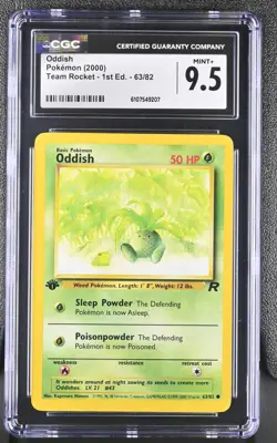 CGC MINT+ 9.5 Pokemon Oddish 63/82 2000 Team Rocket 1st Edition - Image 1