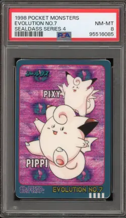 1998 Pokemon Pocket Monsters Clefairy Evolution No.7 JPN Sealdass PSA 8 - Image 1