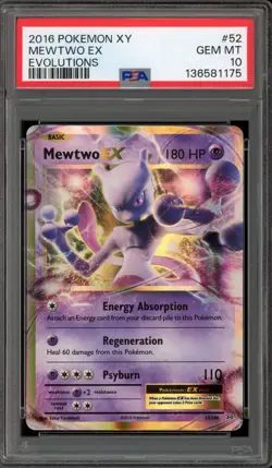 Pokemon Mewtwo EX XY Evolutions Holo Rare #52 PSA 10 Gem Mint - Image 1