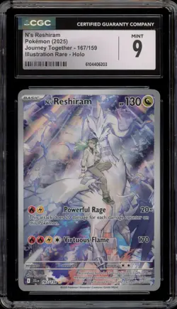 Pokemon N's Reshiram Journey Together Illustration Rare #167 CGC 9 Mint - Image 1