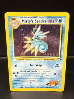 Pokemon TCG Misty's Seadra Holo Rare Gym Heroes Prerelease 9/132 AE - Image 1