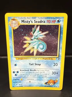 Pokemon TCG Misty's Seadra Holo Rare Gym Heroes Prerelease 9/132 AE - Image 2