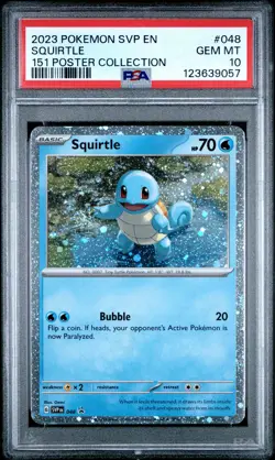 2023 POKEMON SVP EN-SV BLACK STAR PROMO 151 POSTER COLL #048 SQUIRTLE PSA 10 - Image 1