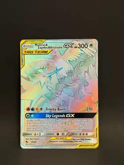 Moltres & Zapdos & Articuno GX 69/68 Rare Rainbow Hidden Fates Pokemon Near Mint - Image 1