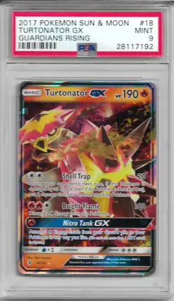 Turtonator GX Pokemon Sun and Moon Guardians Rising #18 PSA 9 - Image 1