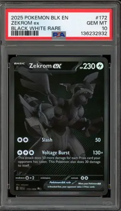 Pokemon Zekrom ex Black Bolt Black White Rare #172 PSA 10 Gem Mint - Image 1