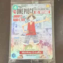 Bandai Namco One Piece CCG Monkey D. Luffy Leader Promo Holo US Voyage Card - Image 1