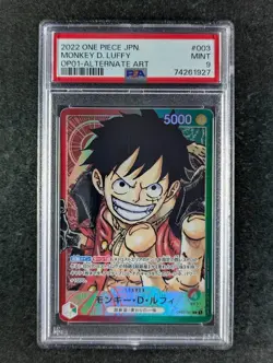 2022 One Piece MONKEY D. LUFFY #OP01-003 Romance Dawn Alternate Art JPN PSA 9 - Image 1