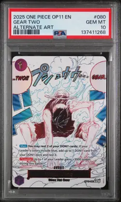 2025 One Piece Gear Two #080 Alternate Art Op11-A Fist Of Divine Speed PSA 10 - Image 1