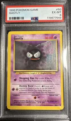 1999 Pokemon Game Gastly Card #50 PSA Graded EX-MT 6 - Image 1