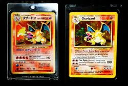 2 Pristine POKEMON CHARIZARD HOLO Cards - TCG Base Set #004 and Japanese #006 - Image 1