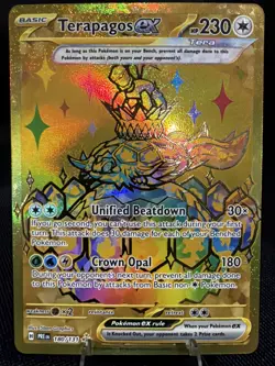 Terapagos ex 180/131 Prismatic Evolutions Pokemon Card Hyper Rare Gold Holo MINT - Image 1