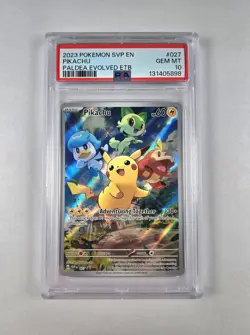 PSA 10 Pikachu 027 Paldea Evolved ETB Pokemon Card SVP Black Star Promo EN 2023 - Image 1