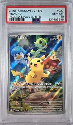 PSA 10 Pikachu 027 Paldea Evolved ETB Pokemon Card SVP Black Star Promo EN 2023 - Image 3