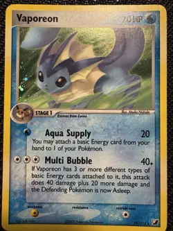 Pokemon TCG Vaporeon Unseen Forces Holo Rare 19/115 LP Excellent Condition Card - Image 1