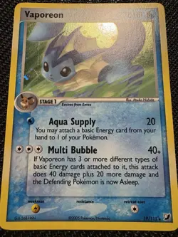 Pokemon TCG Vaporeon Unseen Forces Holo Rare 19/115 LP Excellent Condition Card - Image 2