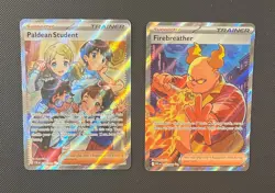Paldean Students & Firebreather - Pokemon TCG - 2 Card Lot (Full Art Ultra Rare) - Image 1