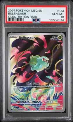Bulbasaur PSA 10 Gem Mint 133/132 ME01 Mega Evolution Holo Pokemon Card English - Image 1