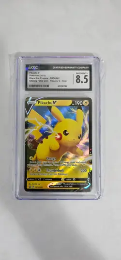 Pokemon TCG SWSH061 Pikachu v Black Star Promos Holo Card Near Mint CGC 8.5 - Image 1