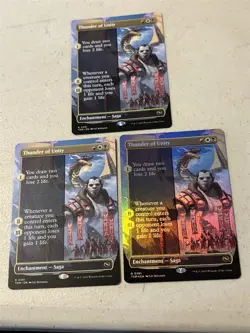 3 x mtg borderless Thunder of Unity, 1 is foil, Tarkir Dragonstorm, unplayed - Image 1