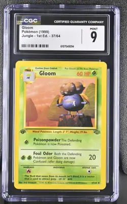 CGC MINT 9 Pokemon Gloom 37/64 1999 Jungle 1st Edition - Image 1