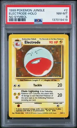 1999 Pokemon Jungle Electrode Holo No Symbol PSA 8 #2 - Image 1