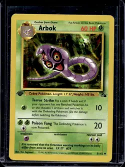 1999 Pokemon Fossil 1st Edition Arbok #31/62 - Image 1