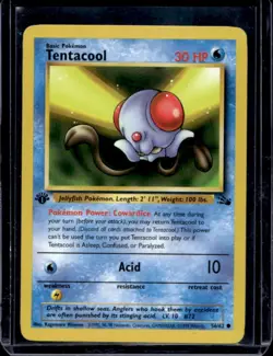 1999 Pokemon Fossil 1st Edition Tentacool #56/62 - Image 1