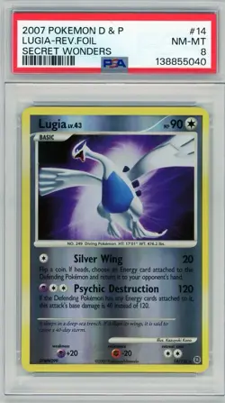 2007 Pokemon Diamond & Pearl Secret Wonders Lugia Reverse Holo #14 PSA 8 - Image 1