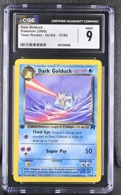 CGC MINT 9 Pokemon Dark Golduck 37/82 2000 Team Rocket 1st Edition - Image 1