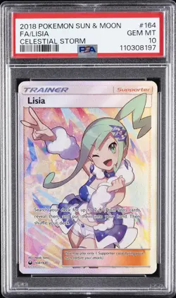 2018 POKEMON SUN & MOON CELESTIAL STORM #164 FULL ART/LISIA PSA 10 - Image 1