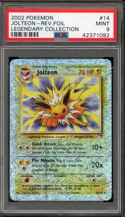 Pokemon Jolteon Legendary Coll. Reverse Holo Rare #14 PSA 9 Mint - Image 1