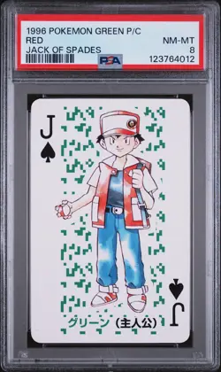 1996 POKEMON GREEN VERSION PLAYING CARDS JACK OF SPADES RED PSA 8 - Image 1