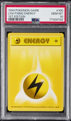 1999 POKEMON BASE SET 1ST EDITION #100 LIGHTNING ENERGY PSA 10 - Image 1