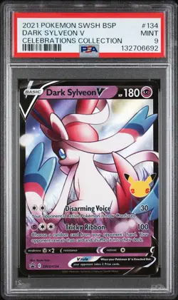 2021 POKEMON SWSH PROMO CELEBRATIONS COLLECTION #134 DARK SYLVEON V PSA 9 - Image 1