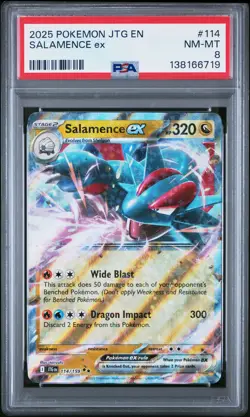 2025 POKEMON JTG EN-JOURNEY TOGETHER #114 SALAMENCE EX PSA 8 - Image 1