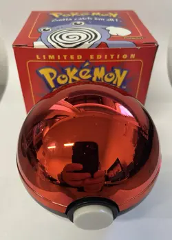 1999 Burger King Pokemon Pokeball with 23K Gold Plated Card POLIWHIRL Red Bx COA - Image 4
