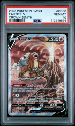 Entei V GG36/GG70 Alt Art Crown Zenith Pokemon TCG PSA 10 GEM MINT - Image 1