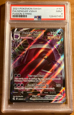 2021 Pokemon SWSH FA/Gengar VMAX Fusion Strike #157/264 Single Strike PSA 9 - Image 1