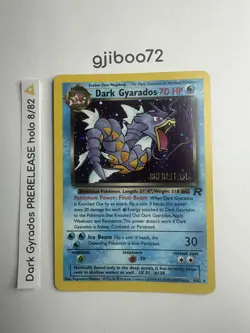 Pokemon Dark Gyarados 8/82 WotC Team Rocket Prerelease Holo Rare Promo NM - Image 1