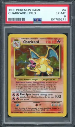 Pokemon PSA 6 EX-MT Base Holo Charizard 4/102 - Image 1