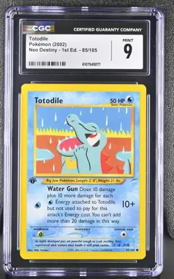 CGC MINT 9 Pokemon Totodile 85/105 2002 Neo Destiny 1st Edition - Image 1