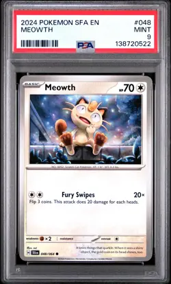 2024 POKEMON SFA EN-SHROUDED FABLE #048 MEOWTH PSA 9 - Image 1